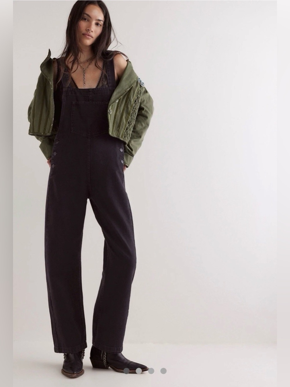 We The Free Sweet Pea Black Denim Overalls